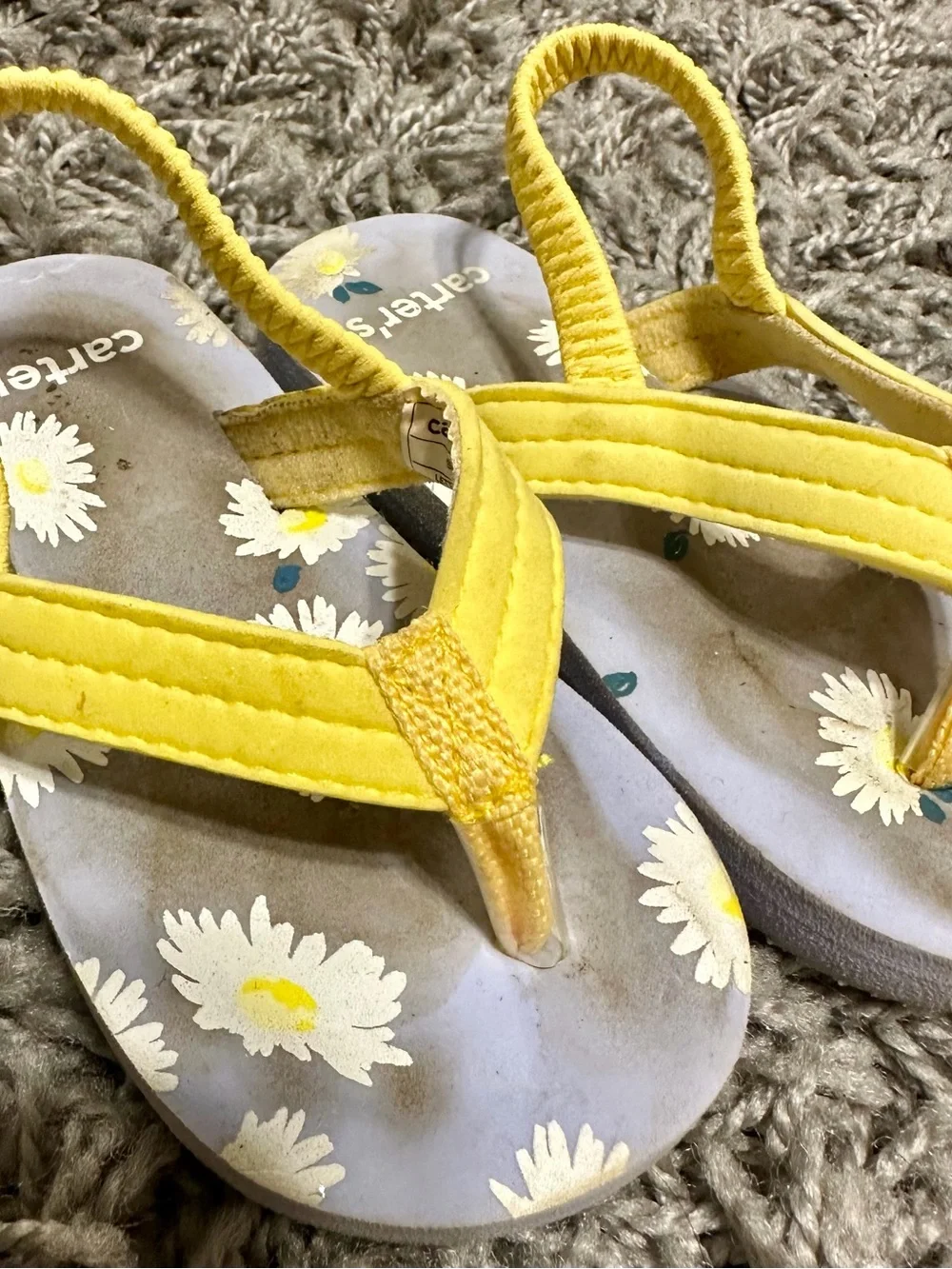 Carter's Yellow Daisy & Pink/Black Pattern Toddler Flip Flops
